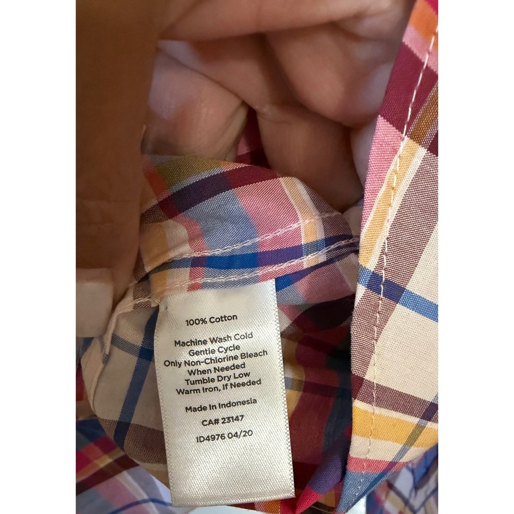 NWT Women's Talbots Multicolor Plaid Button-Down Shirt Classic Preppy Cotton XL - Picture 4 of 5